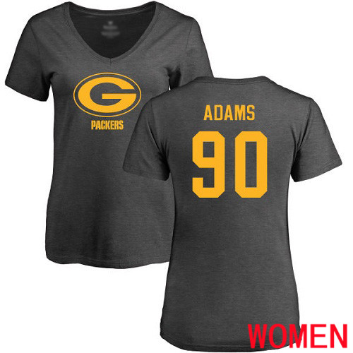 Green Bay Packers Ash Women #90 Adams Montravius One Color Nike NFL T Shirt->nfl t-shirts->Sports Accessory